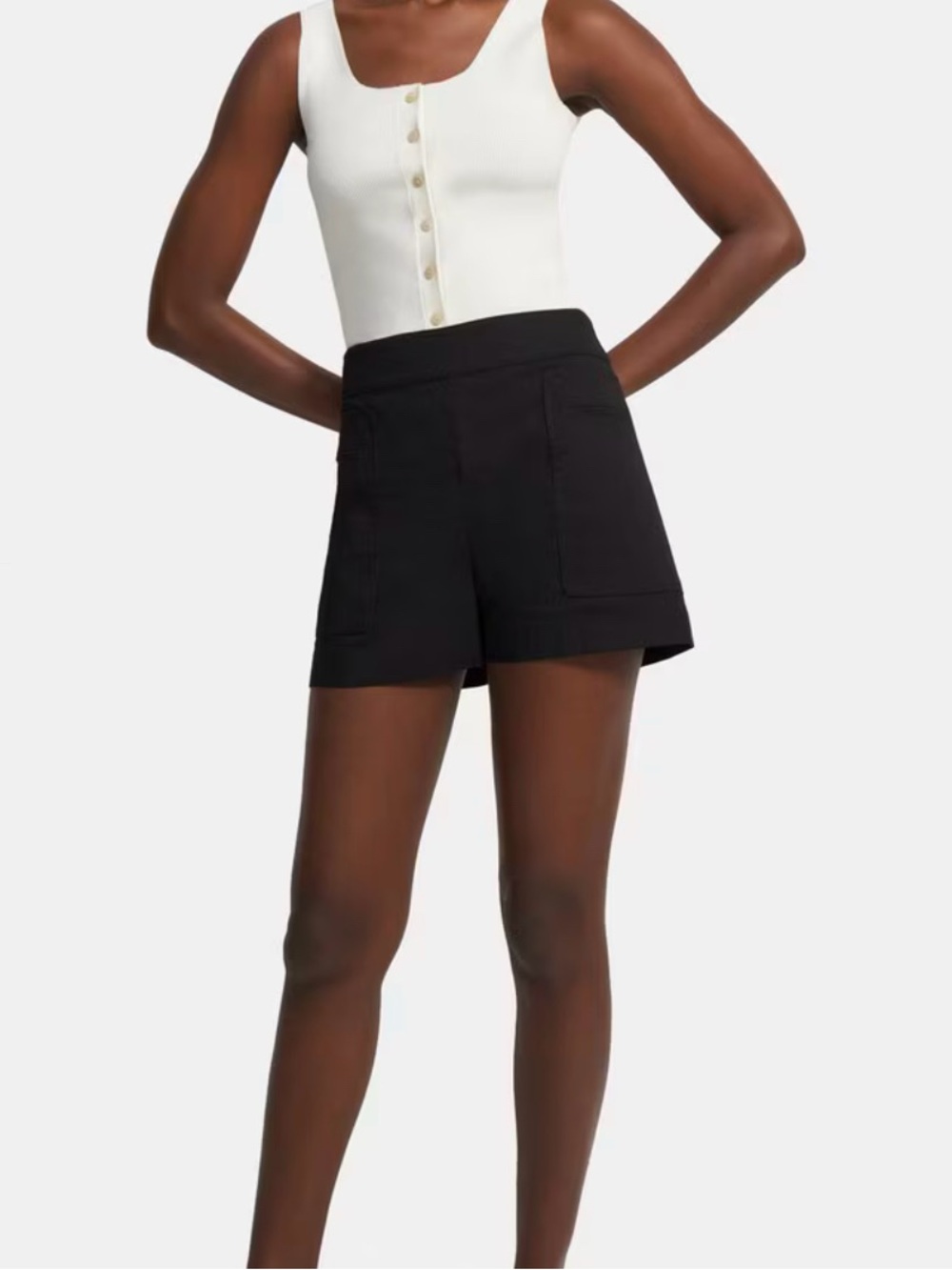 Theory Black Tailored High-Rise Bermuda Shorts